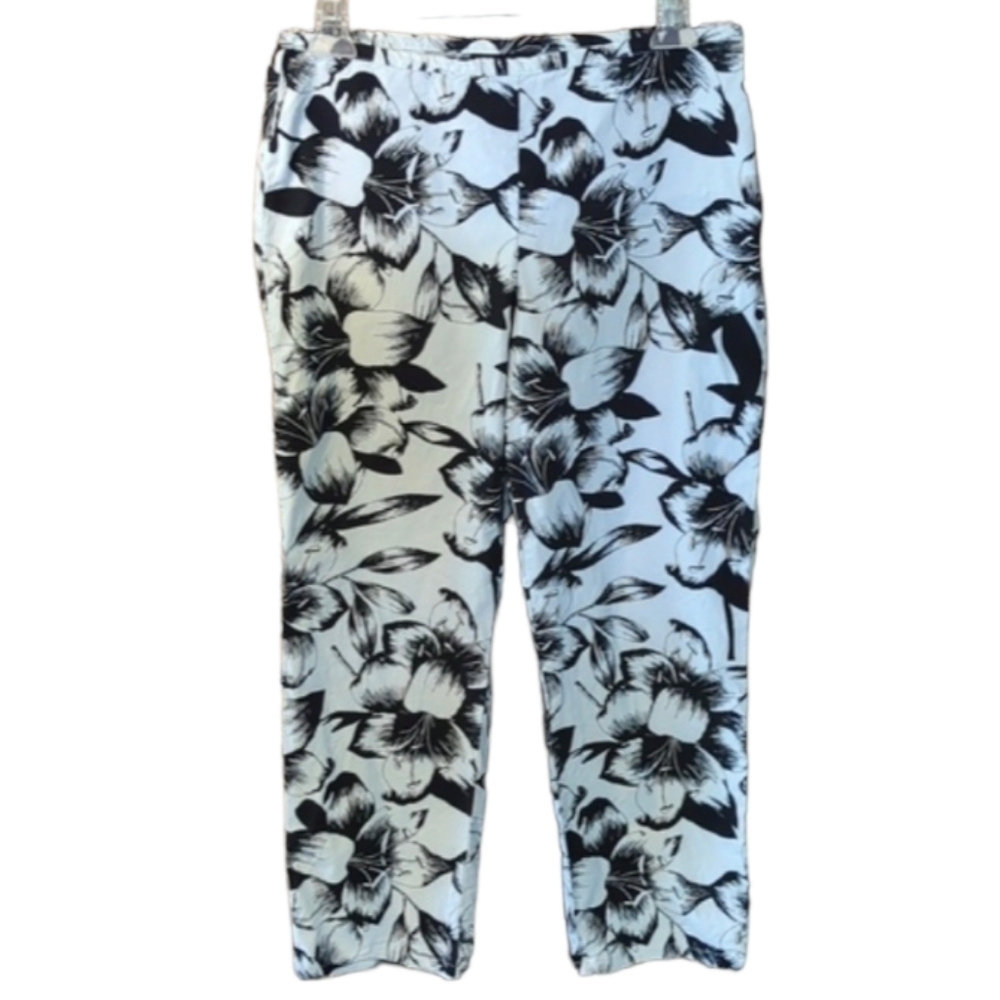 The Limited Womens Capris Vintage 90s Y2K Hibiscus Hawaiian Black White Size 4